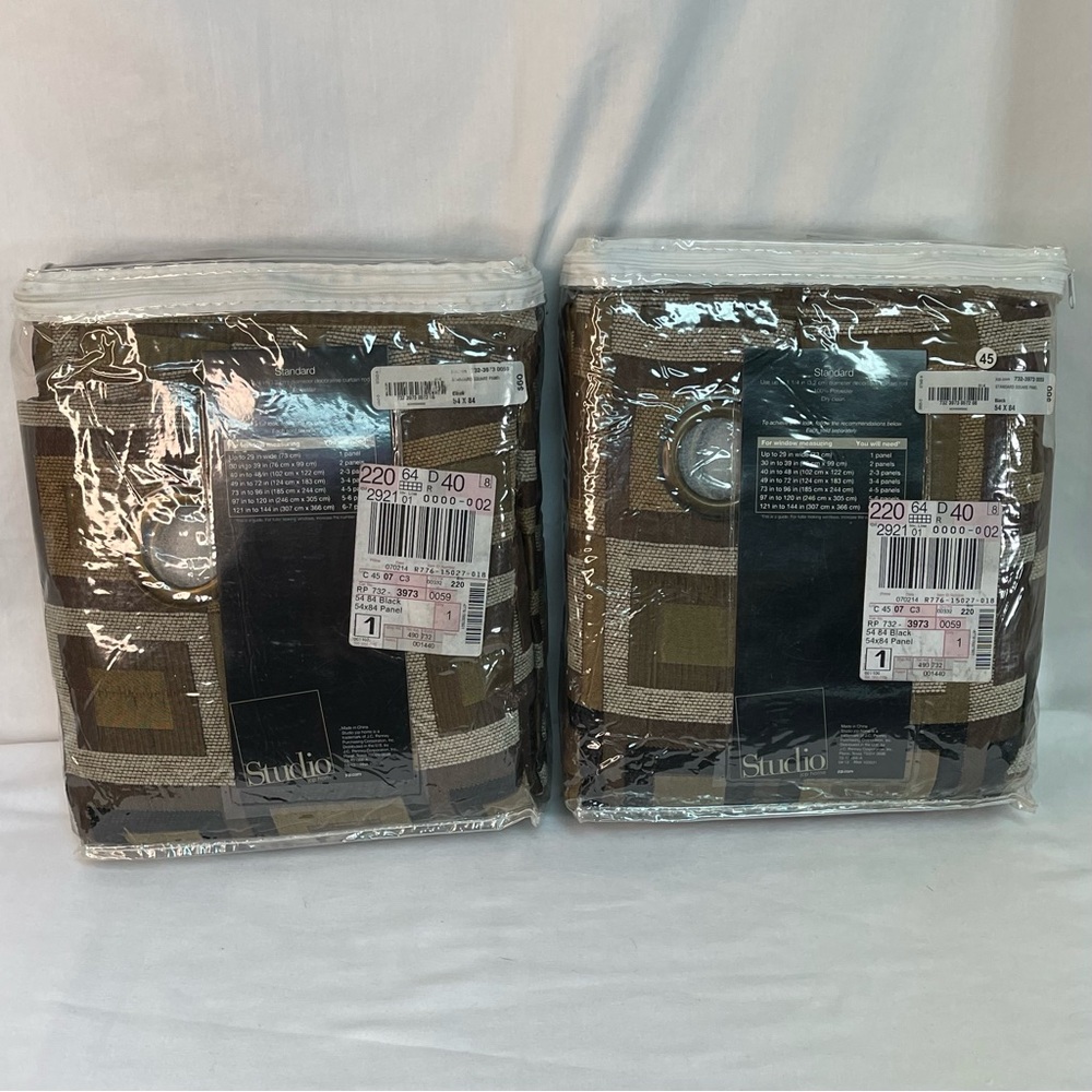 JCP Studio 2 Grommet Curtain Panels 54”X84” Midcentury Modern Black and Bronze - Picture 9 of 13
